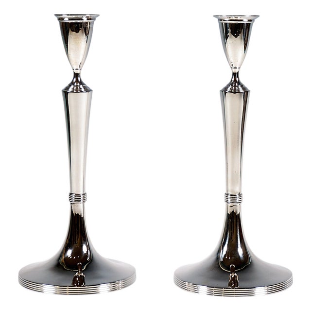 Antique Empire Silver Candleholders by Jakob Krautauer, Vienna, Austria, 1803, Set of 2 For Sale