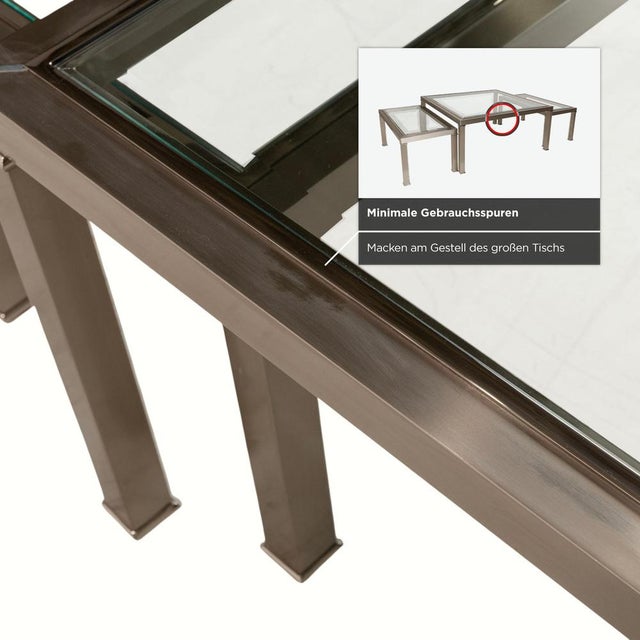 Silver Glass Coffee Nesting Tables from Sovet Italia, Set of 3 For Sale - Image 8 of 14