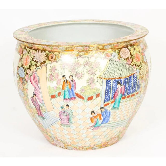 Ceramic Qing Dynasty Canton Famille Rose Vases on Stands, China, 1950s, Set of 2 For Sale - Image 7 of 18