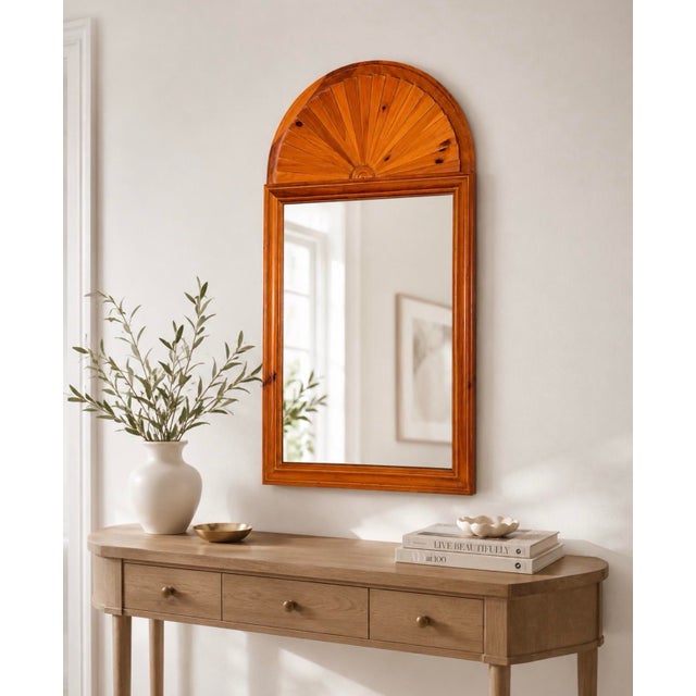 Vintage Gabriella Crespi Style Sunburst Mirror From a Palm Beach estate, this vintage beveled mirror has a simple,...