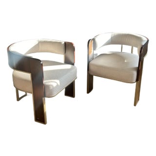 Pair of Caracole “Streamliner” Accent Chairs in Aged Bourbon & Smoked Bronze For Sale