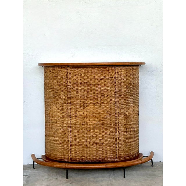 Vintage Diamond Weave Dry Bar For Sale In West Palm - Image 6 of 12
