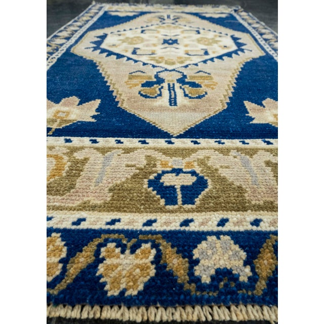 Turkish Turkish Mini Rug Oriental Hand Knotted Vintage Rug 1'11" x 3'8" #16643 For Sale - Image 3 of 8