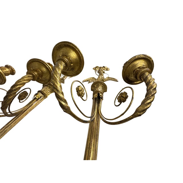 Early 20th Century Italian Carved Large and Giltwood Two-Light Sconces - A Pair For Sale - Image 9 of 18