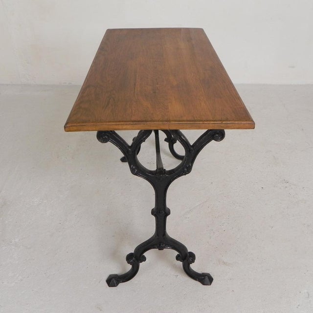 Bistro Table with Oak Top on a Cast Iron Frame, 1930s For Sale - Image 13 of 18