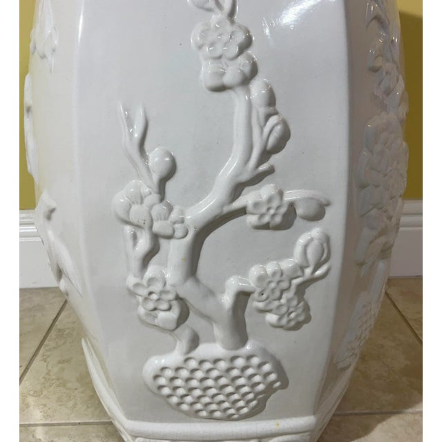 White Vintage Six Sides Chinese Garden Stool For Sale - Image 8 of 12