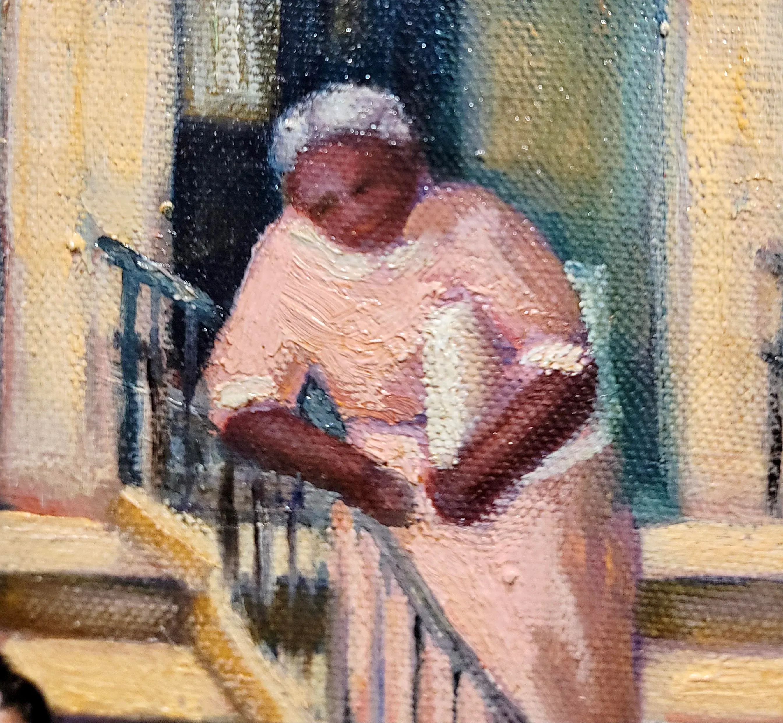 Mabel Alvarez - Mother ,Son & Her Black Mammy- 1930s Oil Painting
