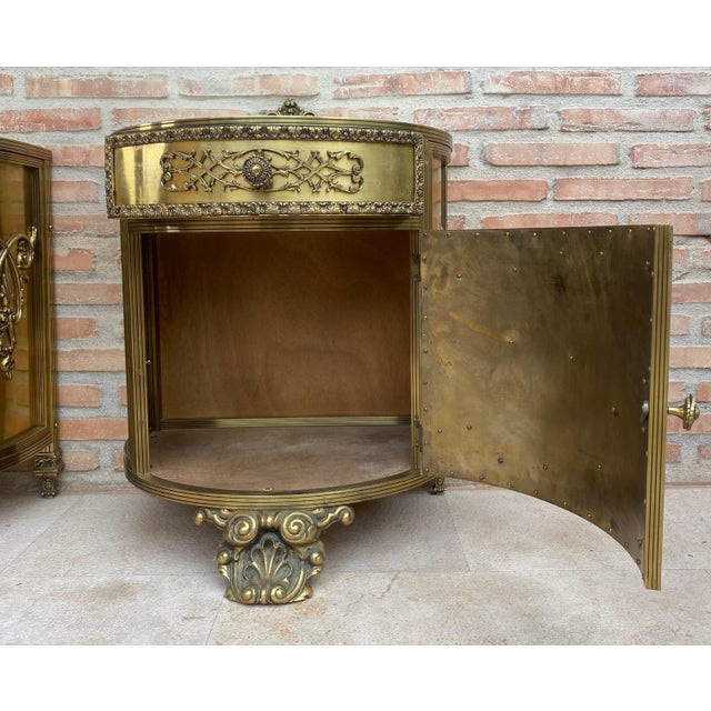 Pair of Louis XVI Style Bronze Demilune Cabinets, 20th Century For Sale - Image 16 of 18