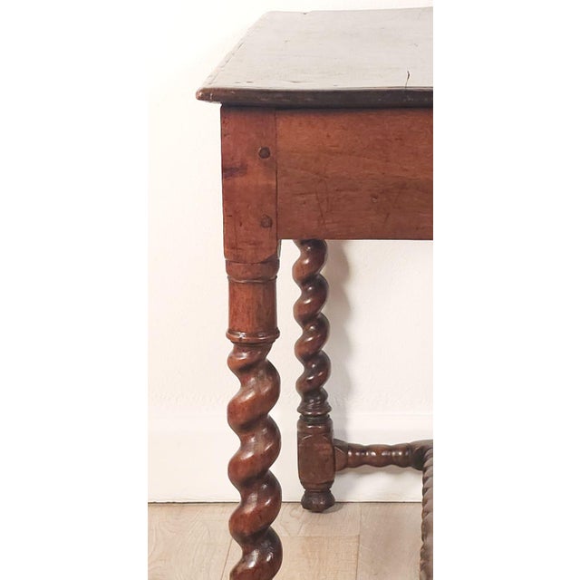 Brown English Oak Barley Twist Tavern Table With Drawer, 18th Century For Sale - Image 8 of 11