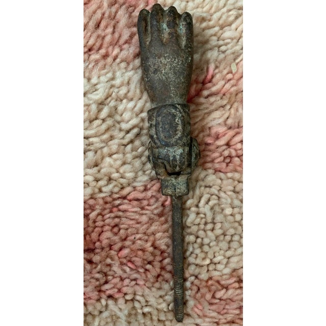 Mid 19th Century Antique Mid 19th Century French Victorian Cast Iron Hand Knocker For Sale - Image 5 of 5