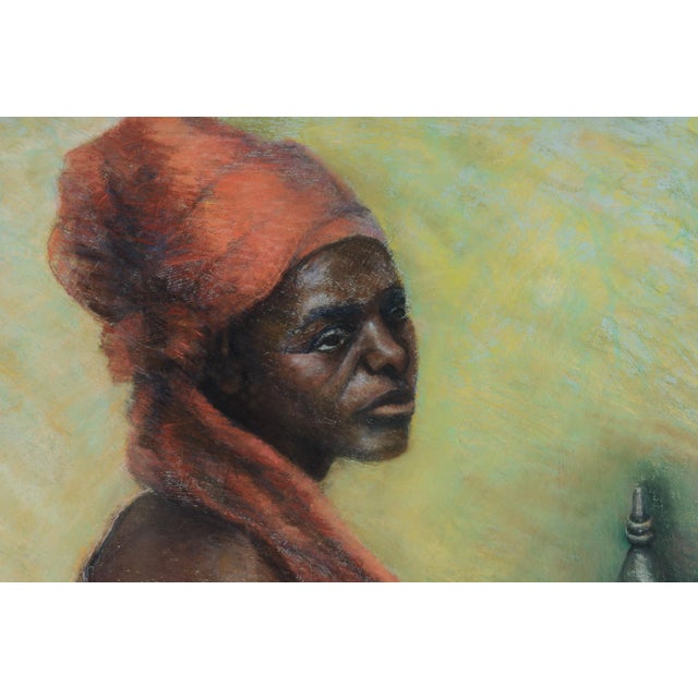 Mid Century Pastel Portrait of an African-Caribbean Woman, by Malkin For Sale - Image 4 of 12