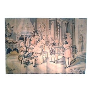 Antique Large Marchetti French Royalty Parlor Scene Tapestry For Sale