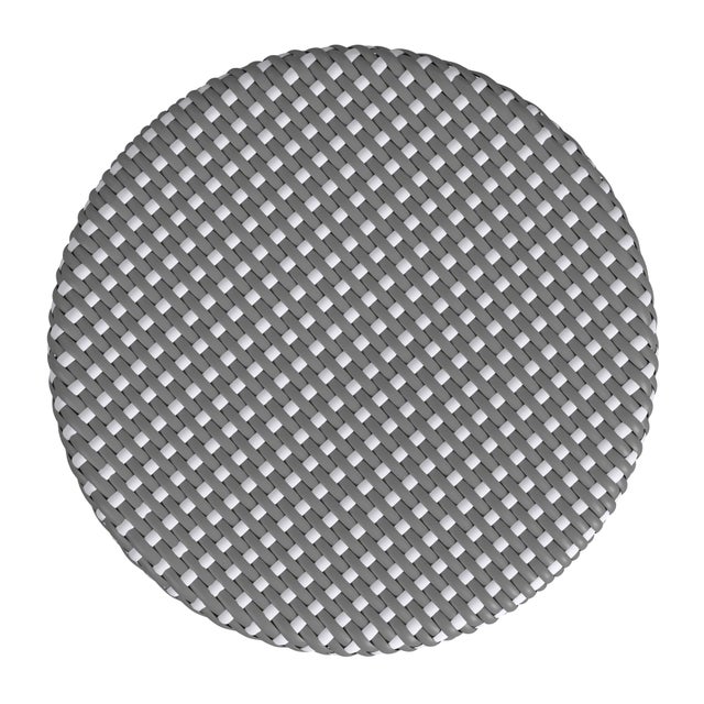 Tobias 24.5 in. Seat Height Outdoor Rattan and Metal Backless Counter Stool, Gray/White Dot / Natural Rattan Frame For Sale In Chicago - Image 6 of 7