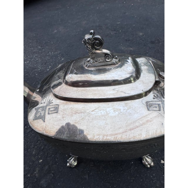 Late 19th Century Reed & Barton 5 Piece Silver Plate Lions Feet Tea Set #2405 1869- 6 Pieces For Sale - Image 10 of 12