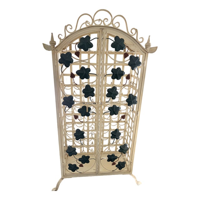 1990s Rustic Italian Metal Wine Cabinet Grapes and Leaves For Sale
