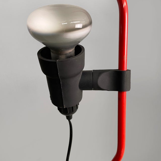 Metal Italian Red Floor-to-Ceiling Lamp Parentesi by Achille Castiglioni and Pio Manzù for Flos, 1970s For Sale - Image 7 of 16