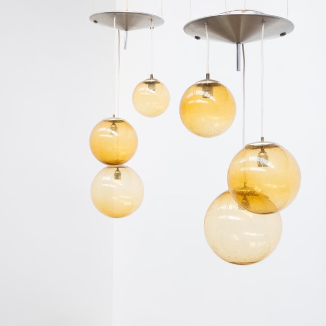 Vintage Parscot Pendant Light in Bubbled Glass, 1970 For Sale - Image 4 of 12