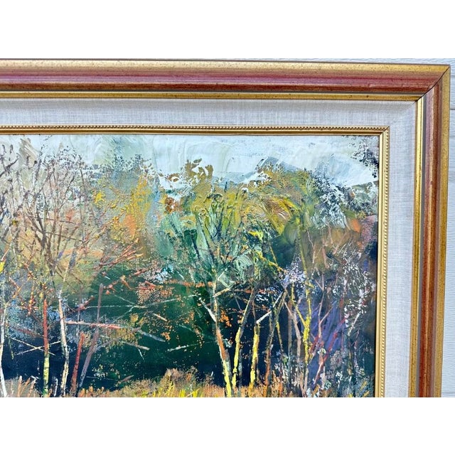 1980s Mykola Bodnar – Autumn Forest Landscape Original Oil Painting, Framed For Sale - Image 4 of 12