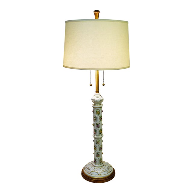 1960s Marbro Hollywood Regency Neoclassic Modern Elaborate Porcelain Floor Lamp One-of-a-Kind For Sale