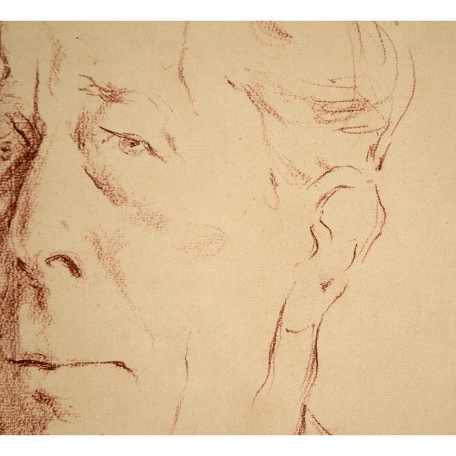 Portrait of George Arliss in Conte Crayon on Cardstock 1934 by Ivan Opffer For Sale - Image 4 of 7