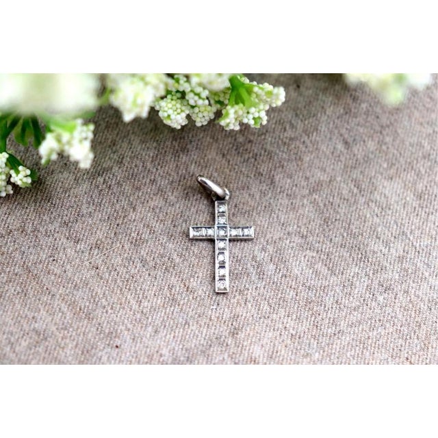 White Gold Cross Pendant with Diamonds For Sale - Image 3 of 6