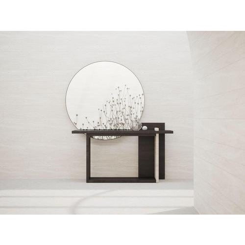 Black Geometrical Console in Black Oak and Light Travertine Detail by Ultramobili For Sale - Image 8 of 9