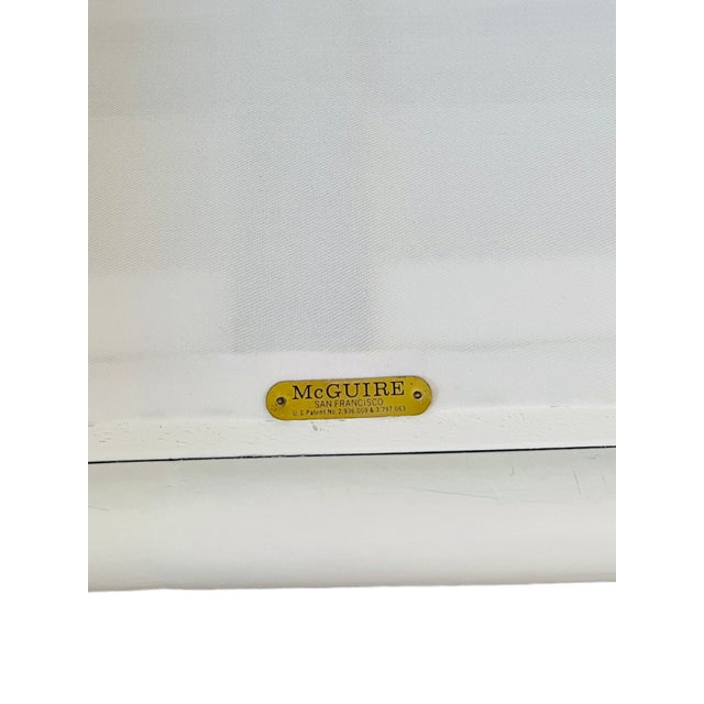 McGuire Rattan Sofa in White and Tan Sunbrella Fabric For Sale - Image 9 of 9