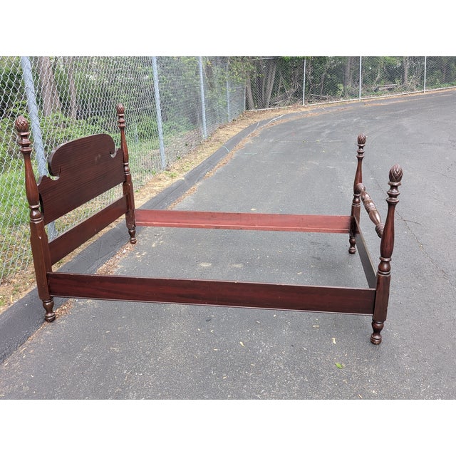 1950s Mid Century Colonial Full Size Pineapple Four Post Bedframe For Sale In Washington DC - Image 6 of 12