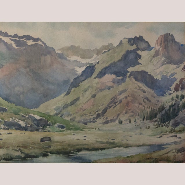 Lluís Lleó Arnau, Mountain Landscape with Alpine Stream, Watercolor For Sale - Image 5 of 5