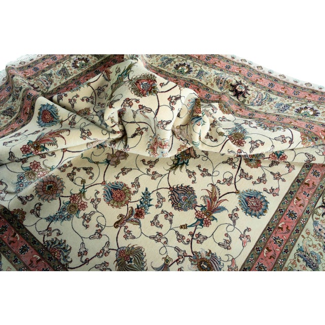 Hand-Knotted Tabriz 50 Raj Rug with Silk Content For Sale - Image 9 of 11