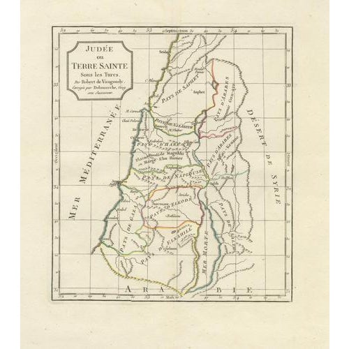Copper Judee Ou Terre Sainte Map of the Holy Land and Jerusalem, 1806 For Sale - Image 8 of 9