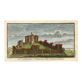 18th Century English Copperplate Architectural Engraving on Hand-Laid Paper, Recently Hand-Colored B For Sale