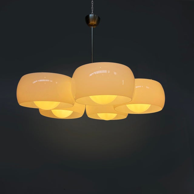 Italian mid-century modern chandelier Pentaclinio Magistretti Artemide, 1970s Ceiling lamp or chandelier model Pentaclinio...