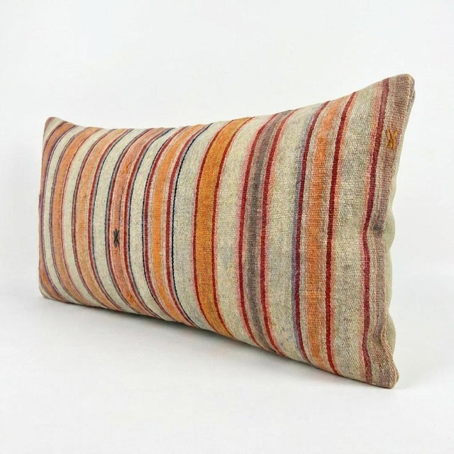 Mid-Century Modern Bohemian Long Turkish Kilim Bedding Pillow Cover 17'' X 61'' For Sale - Image 3 of 4