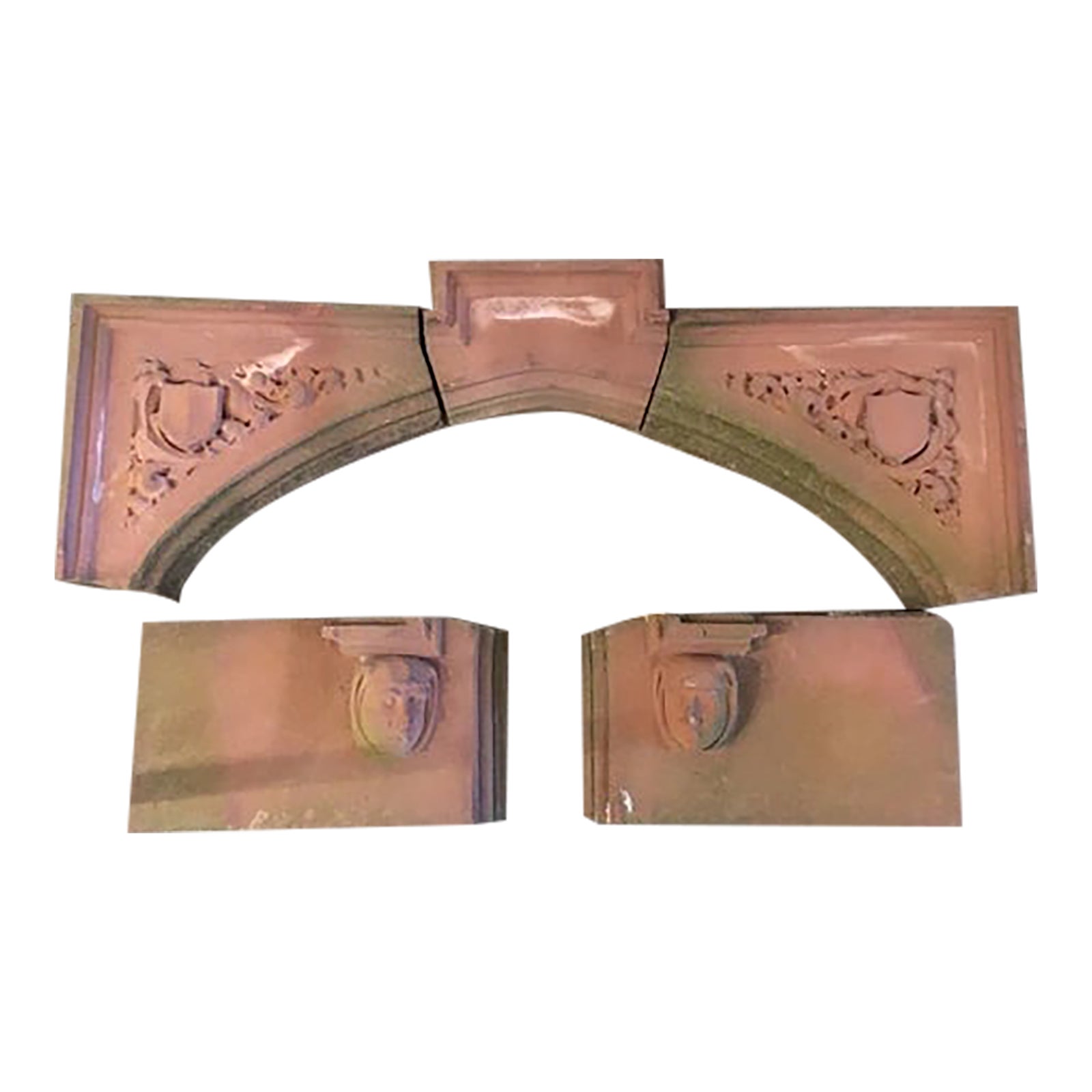 Antique Brownstone 5 Section Architectural Cornice With Catholic Nun ...