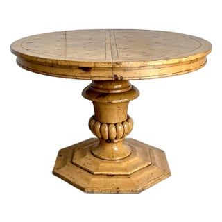 Vintage Boho Parquet Pine Extendable Dining Table For Sale