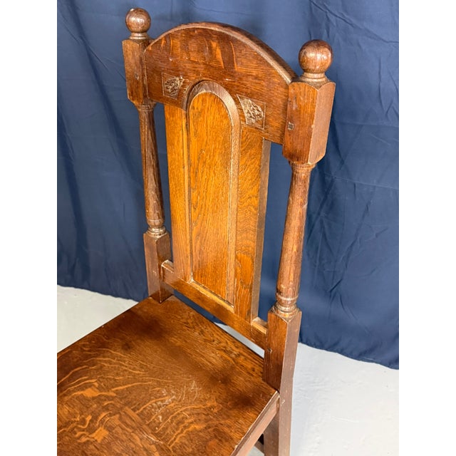 Antique Elizabethan Jacobean Style Oak Refectory Dining Table and Chairs, 1900, Set of 7 For Sale - Image 6 of 18