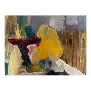 Joanna Salska "A Fashionable Delight" Abstract Tempera Painting on Paper