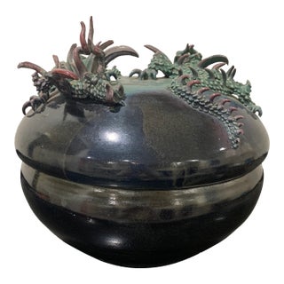 Artist Signed Hawaiian Sculptural Dragon Vessel For Sale