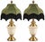 Vintage Neoclassical Cream Urn Lamps With Olive Velvet Fringe Shades - Pair For Sale - Image 9 of 12