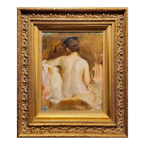 William Frederick Foster -Boudoir of a Nude Female Back-Oil Painting