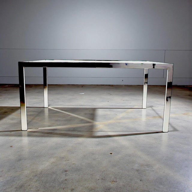 Modernist Milo Baughman for D. I. A. Chrome and Glass Dining Table With 20” Leaf Extension For Sale - Image 9 of 14