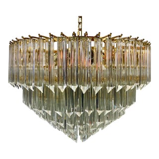 Mid-Century Italian Glass Prisms Chandelier Attributed to Camer For Sale