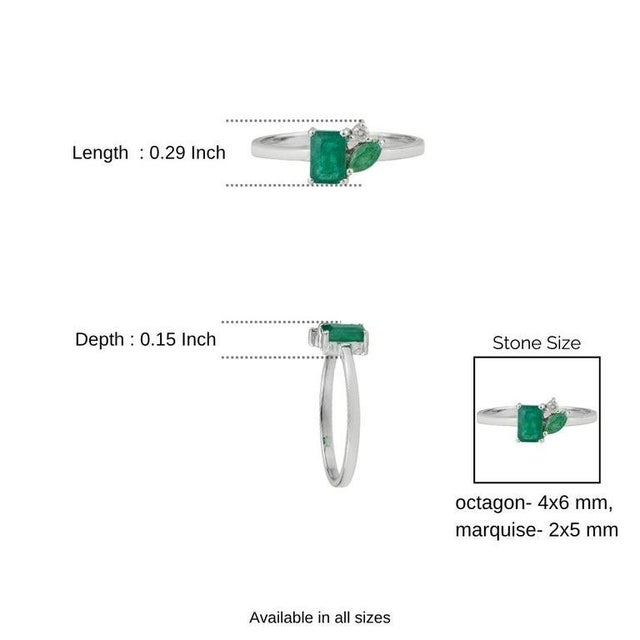 Contemporary Emerald & Diamond Ring for Women, Size 6.5 - Carat and her For Sale - Image 9 of 11