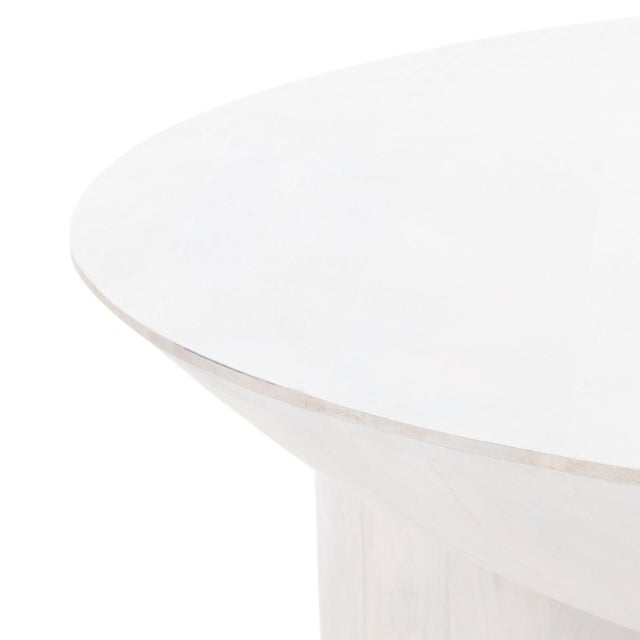Calhoun Round Wood Coffee Table - White Washed For Sale - Image 4 of 7
