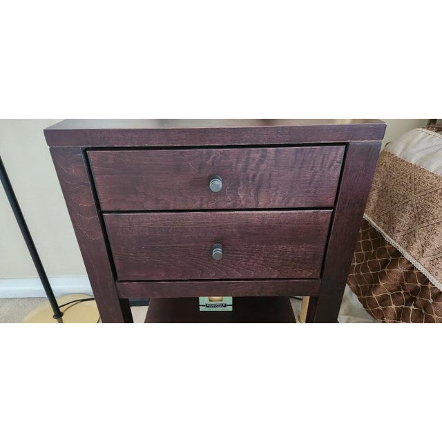 2010s Room & Board Calvin Nightstands – Pair – Mocha Stain, Pristine Condition For Sale - Image 5 of 6