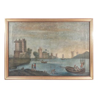 Unknown Artist, Coastal Landscape, Mid-19th Century, Oil on Canvas, Framed For Sale