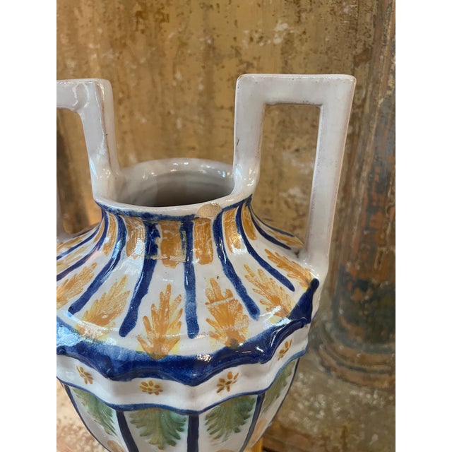 White Early 20th Century Pair of Italian Faience Amphora Style Vases For Sale - Image 8 of 8