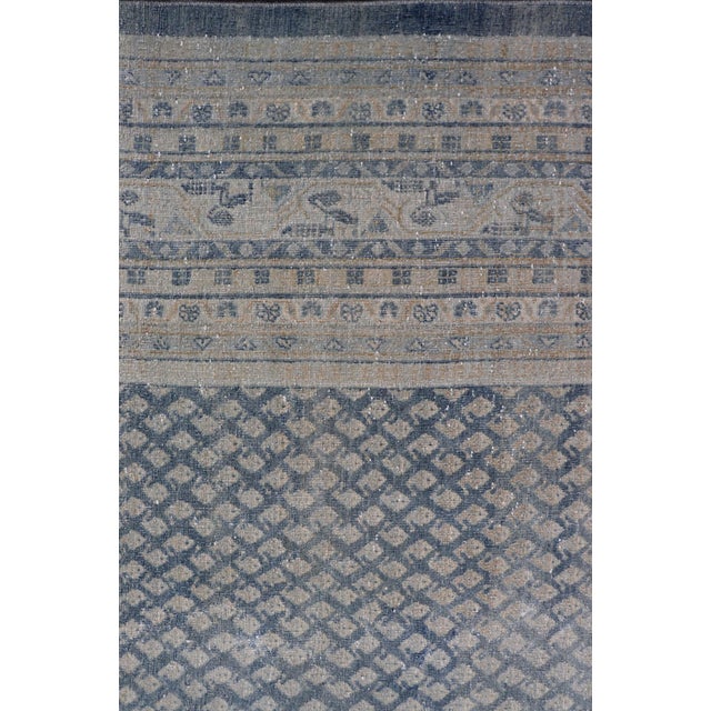 Minimalist Design Antique Persian Tabriz Rug With Modern Look in Blue Tones 8'10 X 11'9 For Sale - Image 14 of 16