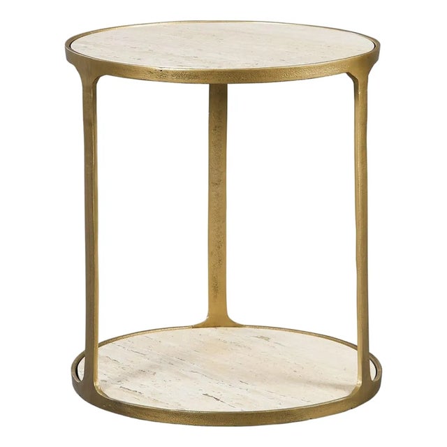 Mardy Brass & Stone Side Table For Sale
